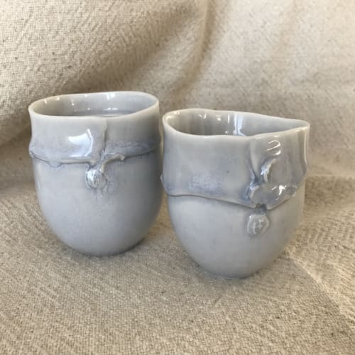 porcelain little blue tea or coffee cups | Drinkware by Helene Fleury