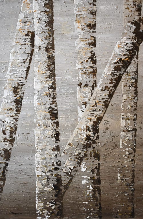 Birch tree I | Oil And Acrylic Painting in Paintings by DANIELA PASQUALINI