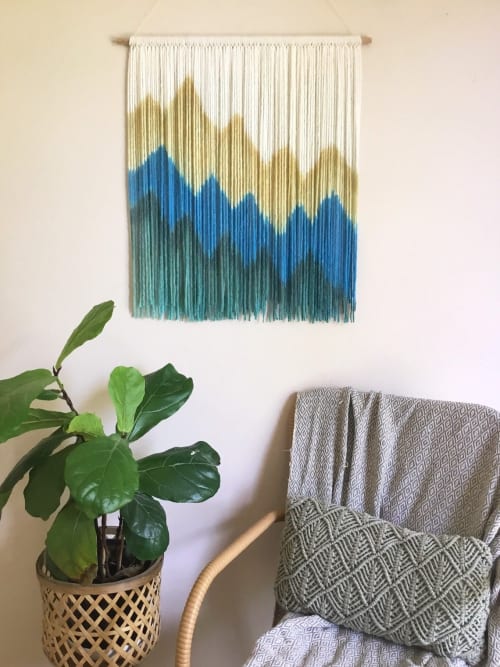 SIERRA GOLD Mountain Landscape Dyed Wall Tapestry | Macrame Wall Hanging in Wall Hangings by Wallflowers Hanging Art