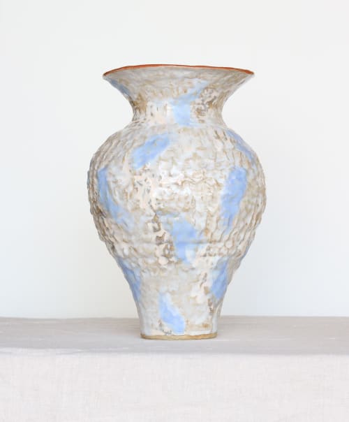 'Picotee' Vase in White with Red Rim | Vases & Vessels by Twinette Poterie