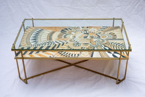 Mayan Sun Ceramic and Mosaic Coffee Table | Tables by Clare and Romy Studio