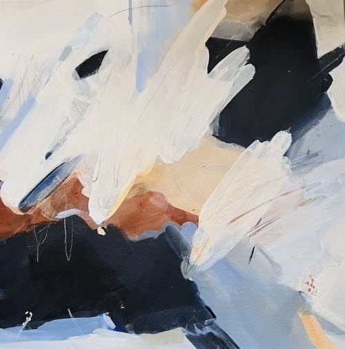 Square Abstract painting in Navy and Terracotta (20"X20") | Oil And Acrylic Painting in Paintings by Arohika Verma