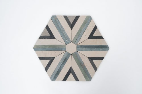 Shadow White & Teal Blue Large Diamond Mosaic Tile | Tiles by Mosaics & Company LLC