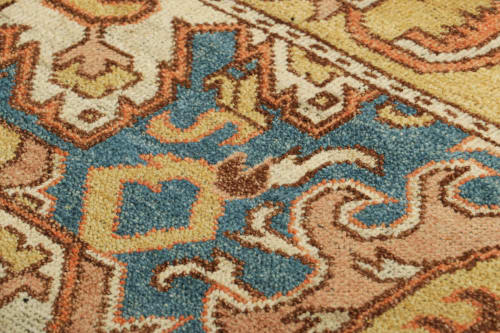 Rug & Kilim’s Dragon Rug in Gold and Blue with Geometric | Rugs by Rug a
