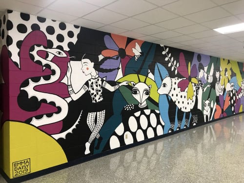 FOREST FRIENDS | Murals by Emma Daisy | Wisconsin Hills Middle School in Brookfield