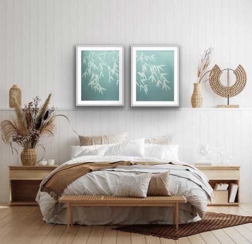 Celadon Bamboo Diptych (Two 18 x 24" originals on paper) | Photography by Christine So