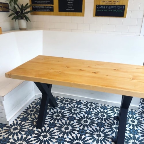 Pine Table with Metal Legs | Tables by Northern South Woodworks | The Purple Bowl in Chapel Hill