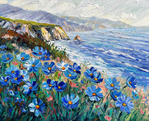 large contemporary coastal painting | Paintings by Lisa Elley ART