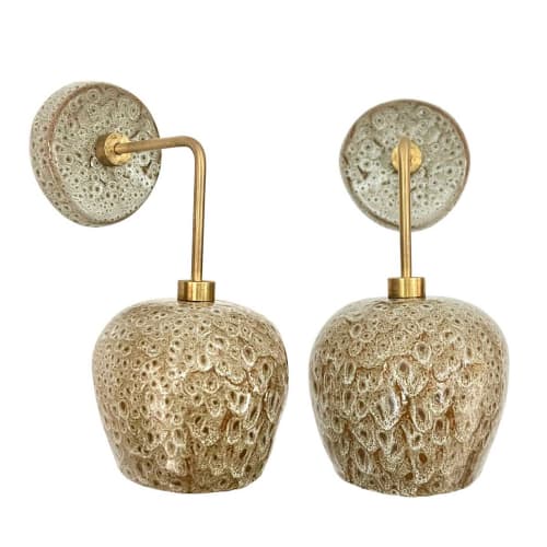 Tapered Sphere Sconce in Speckled Brown | Sconces by Alex Marshall Studios
