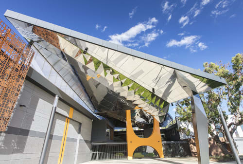 Kaliedoscopic Wave; Stainless Steel Soffit | Public Sculptures by Forlano Design | Fremantle College in Beaconsfield