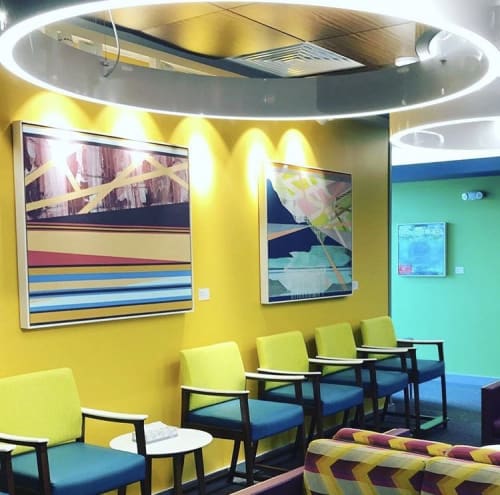 September Evening Violet Sky; Radiant Morning, Falls | Paintings by Michele Kishita | Abingdon Medical Center | Kaiser Permanente in Abingdon