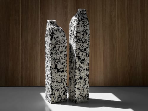 White Stone Set Vase - Block Series in Bio Concrete | Vases & Vessels by Donatas Žukauskas