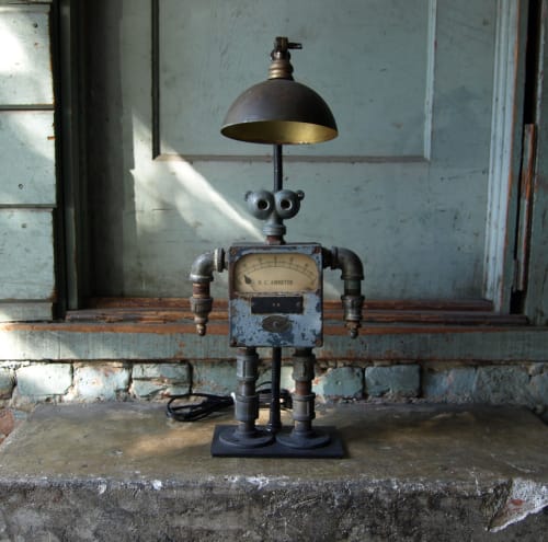 Desk Lamp With Robot | Lamps by Jim Misner Light Designs