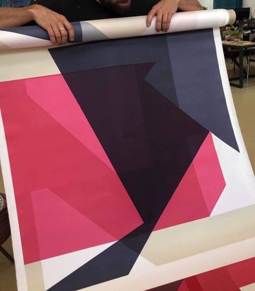 Silk squares residency hand printed in Lyon @ atelier Benoit Coulpier | Prints by Jason Cantoro