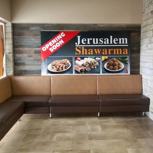 Custom made Benches | Benches & Ottomans by Build a Booth | Jerusalem Shawarma - 16 AVE in Calgary