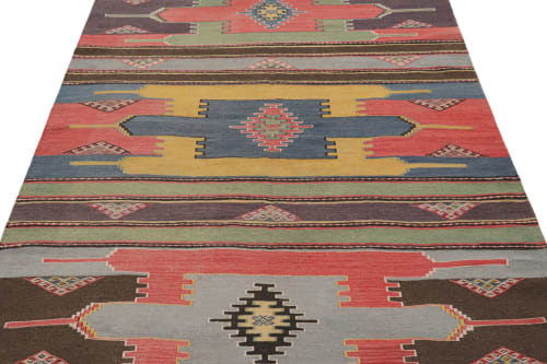 Vintage Sivas Kilim with Polychromatic Geometric Patterns | Area Rug in Rugs by Rug and Kilim