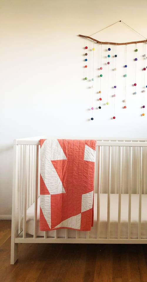 Pieces of Light Quilt - Coral - 100% Organic Cotton, Bamboo | Linens & Bedding by Studio Prismatic
