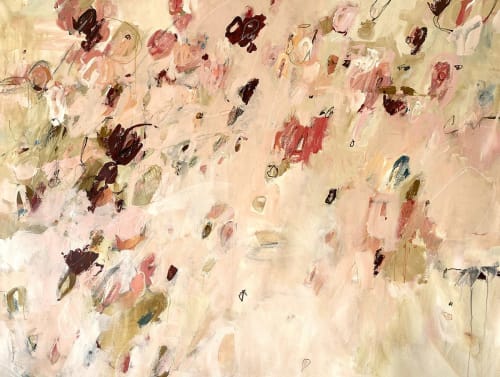 "Bohemian Rhapsody", 64"x49"  Warm large-scaled abstract | Paintings by Jane Burton, Abstract Painting