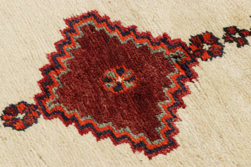 Antique Gabbeh Persian Tribal Rug, Beige with Geometric | Rugs by Rug and Kilim
