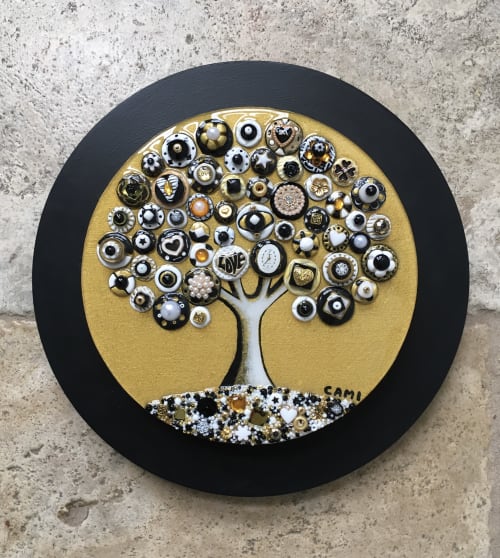 "A Round of Sparkle" - Mixed media wall art | Paintings by Cami Levin