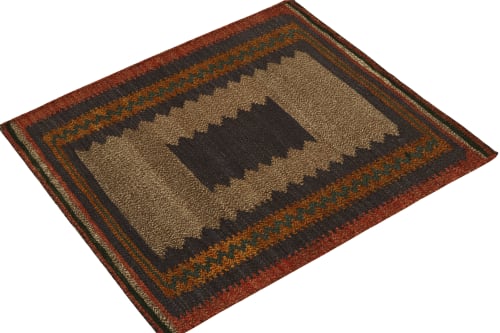 1950s Vintage Kilim rug in Beige-Brown and Blue Medallion | Rugs by Rug and Kilim