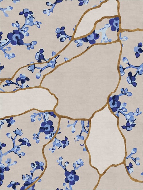 KINTSUGI (indigo, porcelain) | Rugs by Emma Gardner Design, LLC | New York, NY  Studio in New York