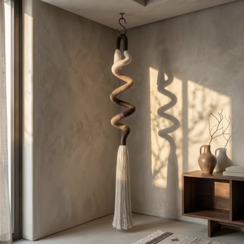 Modern Spiral Hanging Decor | Wabi Sabi Boho Ceiling Art | Wall Sculpture in Wall Hangings by Sarmal Design