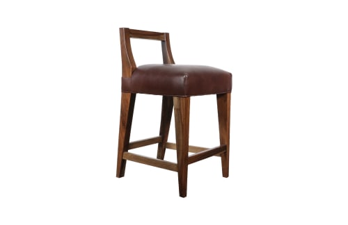 Modern Exotic Wood Stool in Leather by Costantini, Ecco | Chairs by Costantini Design