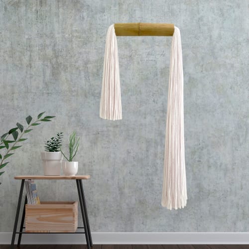 White tassels / Bamboo Collection | Wall Hangings by Olivia Fiber Art