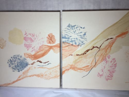 Happy Diptych in "Washi" | Oil And Acrylic Painting in Paintings by Jan Sullivan Fowler