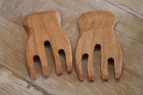 Salad / Pasta Tossing Claw Pair, Hardwood Cherry or Walnut | Serving Utensil in Utensils by Wild Cherry Spoon Co.