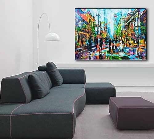 Sun Showers | Paintings by Janice Mather | Stephen Avenue Walk in Calgary