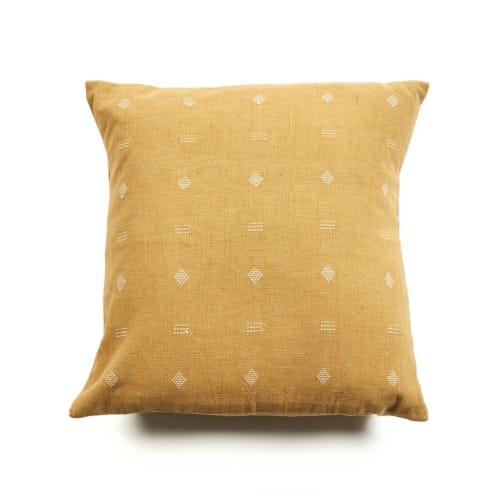 Nira Ochre Handloom Pillow | Pillows by Studio Variously
