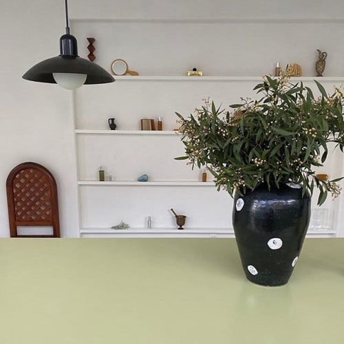 Black Vase with Blossom Design | Tableware by Jordan McDonald Ceramics