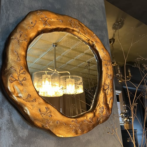 "Round Dark Bronze Flower" | Mirror in Decorative Objects by IRENA TONE