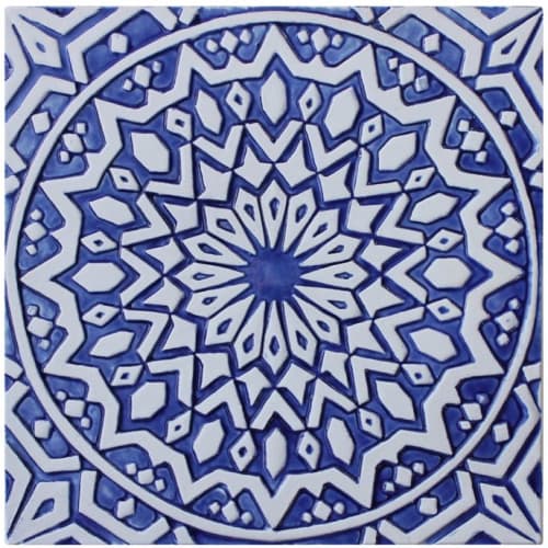 Blue and white wall art installation (1 tile) | Tiles by GVEGA