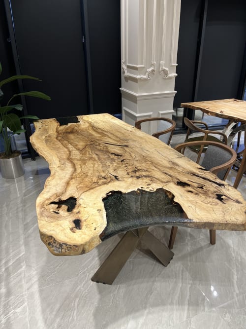 Live Edge Custom Epoxy Resin Table - Epoxy Wood Table | Dining Table in Tables by Tinella Wood