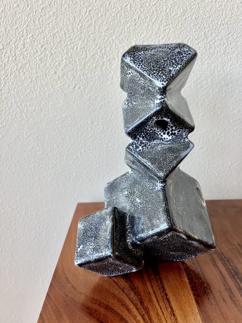 Cubic Vase, Black & White | Vases & Vessels by Pierre Bounaud Ceramics