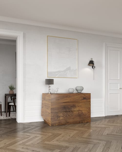 Chest of Drawers of Solid Scottish Walnut, Asymmetrical side | Storage by Jonathan Field