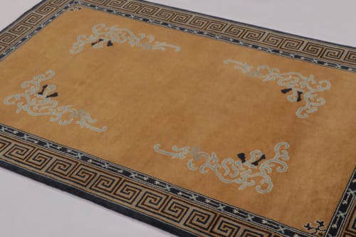 Rug & Kilim’s Chinese Art Deco Rug, Brown with Greek Key | Area Rug in Rugs by Rug and Kilim