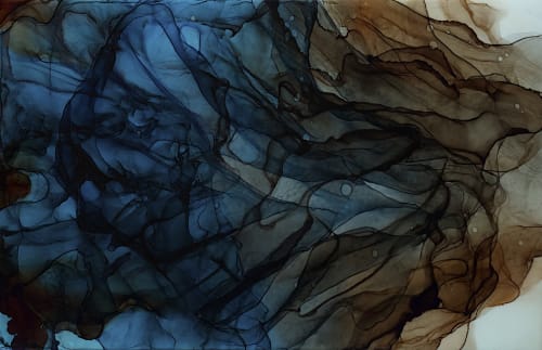 'CURRENT' - Luxury Epoxy Resin Abstract Artwork | Oil And Acrylic Painting in Paintings by Christina Twomey Art + Design