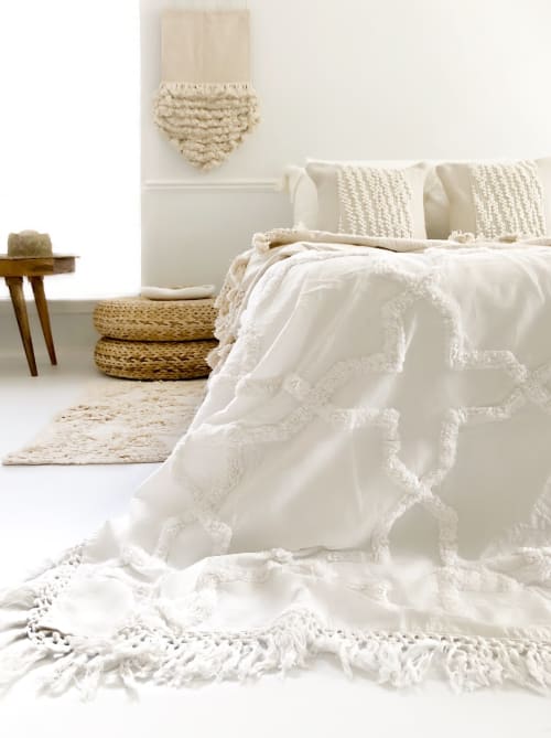 Sandy Handwoven Bedspread - Egg Shell | Linens & Bedding by Coastal Boho Studio