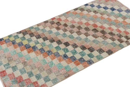 Vintage Zeki Müren Rug with Polychromatic Geometric Pattern | Area Rug in Rugs by Rug and Kilim