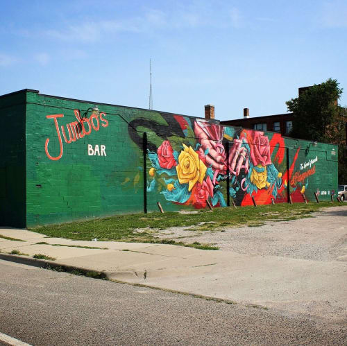 Tribute mural | Street Murals by David ‘MEGGS’ Hooke | Jumbo's Bar in Detroit