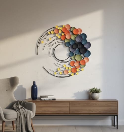 Oversized Multicolor Acrylic Metal Wall Art | Wall Sculpture in Wall Hangings by Sarmal Design