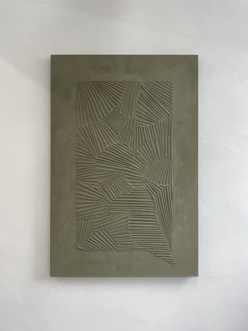 Monochrome Khaki Green | Mixed Media by Elsa Jeandedieu Studio