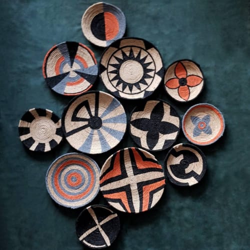 Orange African Wall Large Plate Set of 10 Pieces | Decorative Plate in Decorative Objects by Sarmal Design