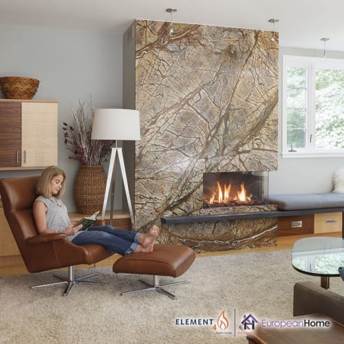 Bidore 95 Corner Style Gas Fireplace | Interior Design by European Home | 30 Log Bridge Rd in Middleton