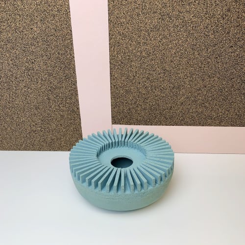 Parc architect Low Vessel - Turquoise | Vases & Vessels by Andrew Walker Ceramics | Private Residence, Sheffield in Sheffield