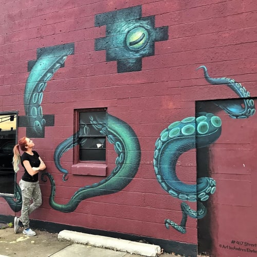 Octopus Mural | Murals by Art by Andrea Ehrhardt | Rogue Barber Co. & D's Wax Factory in Springfield